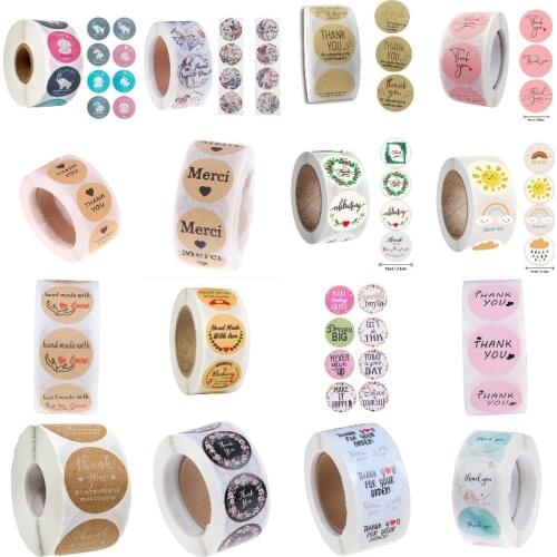 500pcs Stickers Roll Gift Scrapbooking Sealing Stickers Thank You Letter Design Birthday Wedding Present Decoration Labels