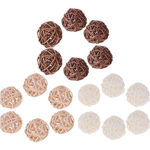 6Pcs Wicker Balls 7 Cm DIY Home Wedding Christmas Party Hanging Decoration - 3 Colors Available