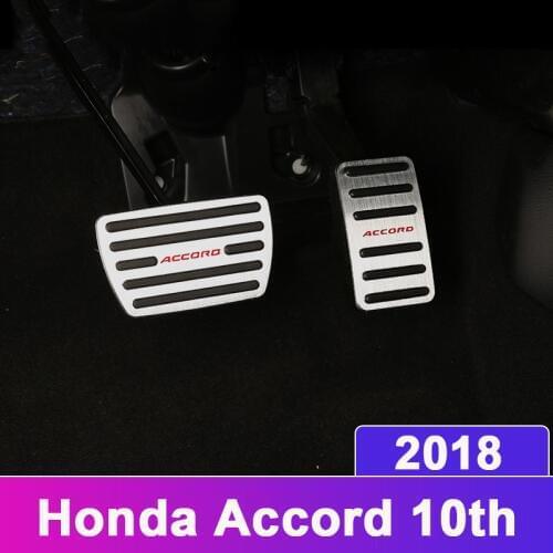 Aluminum alloy Car Styling Accelerator Gas Pedal Brake Pedal Non Slip Pedal Pads Cover AT For Honda Accord 10th 2018 Accessories