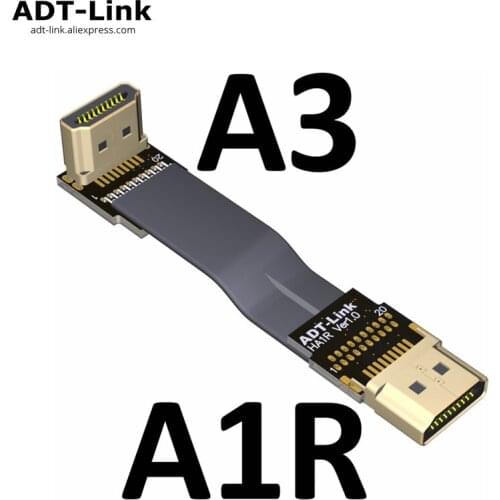 A-AR Aerial FPV PTZ HDMI 2.0 flexible flat ribbon cable FFC cable FPV HDMI Cable Standard Male to male Turn up / Down 90 Angled