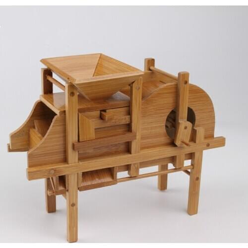 Antique Farm Implements Windmill Wood Bamboo Model Toy Decoration Handicrafts Figure Statue Art Craft Wood Miniatures