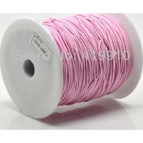 Free shipping- 1Roll(120M/Roll) Pink Elastic Cotton Covered Thread 1mm Cord M01098