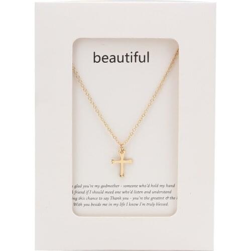 1pc Holy Cross Pendant Link Chain Necklace Gold Color Silver Color Jewelry Women Party Collar Blessed Family Members Gift CN78