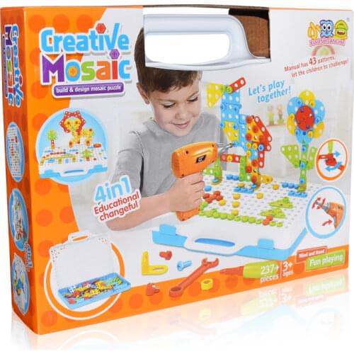 Children Electric Drill Toys Nut Disassembly Match Tool Assembled Blocks Sets Educational Toys For Boys Building Design Gift