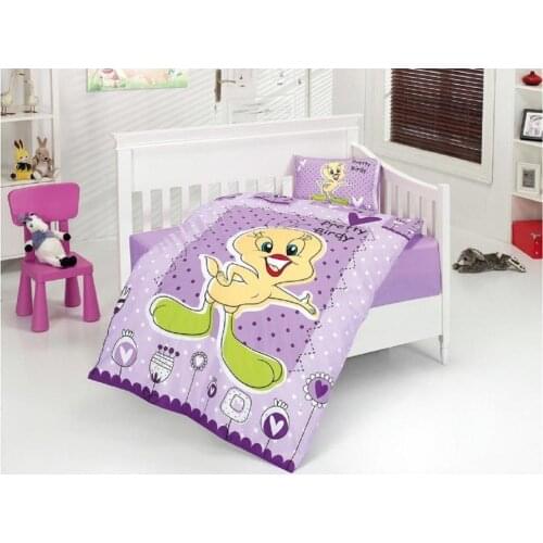 Baby Bedding Set Newborns Cradle Crib Bumper Cartoon Animated 100% FAMOUS TURKISH COTTON Washable Lilac Purple