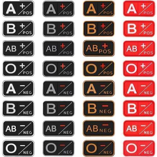 Outdoor Sports Black souvenirs 3D PVC A+ B+ AB+ O+ Positive A- B- AB- O- Patch Tactical Morale Badges backpack applique sticker