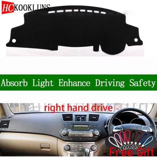 For Toyota Highlander 2009 2010 2011 2012 2013 2014 Right Hand Drive Dashboard Cover Car Stickers Dash Mat Interior Accessories