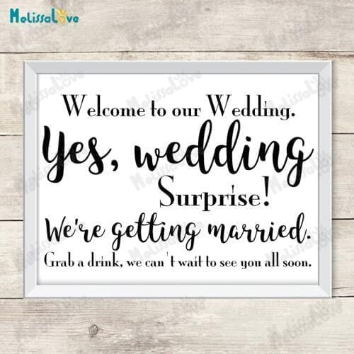 Welcome To Our Wedding Surprise Married Decal Wedding Board Reception Sign Sticker Removable Vinyl Wall Stickers SE017