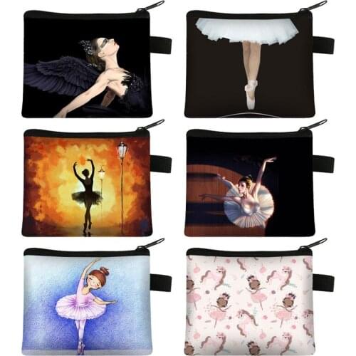 Elegant Ballet Dancer Print Coin Purses Women Fashion Lipstick Bag Ladies Credit Card Pouches Cute Mini Wallet Gift
