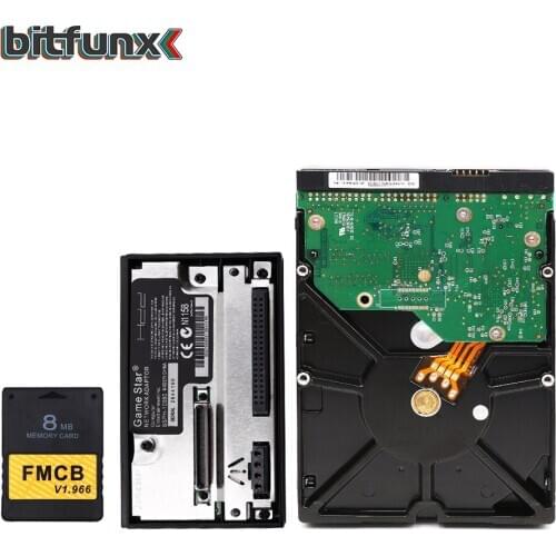FMCB v1.966 8/16/32/64MB Memory Card for PS2 + 3.5" IDE HDD 500GB with PS2 Games + Gamestar IDE HDD Adapter