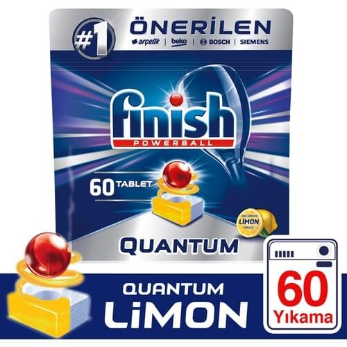 Finish Quantum 60 Tablet Dishwasher Detergent Limon