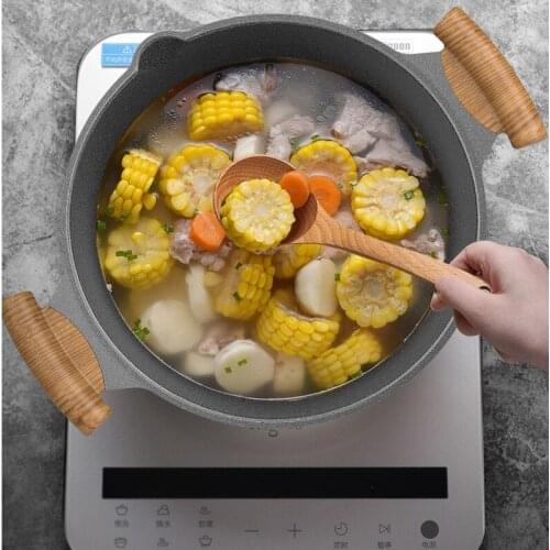 Thickened aluminum alloy small soup pot smoke-free binaural non-stick frying pan multi-functional household gas cooker steamer