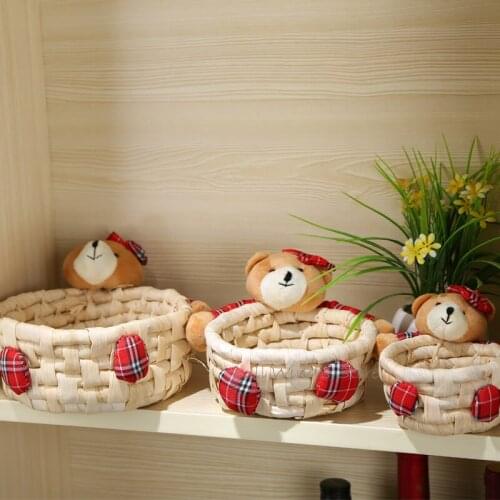 Creative grass Handmade cartoon bear storage box Cute fashion bear storage box
