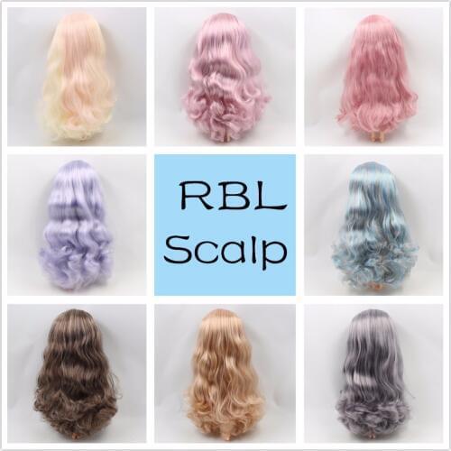 Blyth 1/6 Doll Wigs RBL Scalp Mix color curly hair series including the hard endoconch dome with bang/no bangs fringe