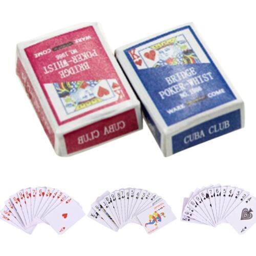 1Set 1:12 Cute Mini Dollhouse Playing Cards Miniature Games Poker Miniature For Dolls Accessory 2Colors