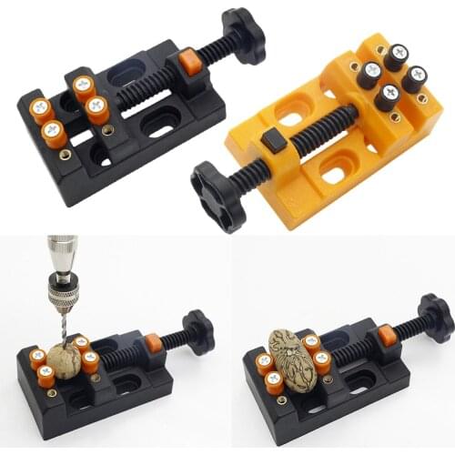 Mini Drill Press Vise Clamp Walnut Vise Jewelry Nuclear Clip Table Bench Vice for DIY Sculpture Hobby Craft Carving Bed Tool