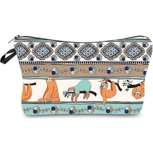 Fashion Printed Sloth Cosmetics Organizer Bag Daily Use Womens Makeup Bag Portable Storage Bags for Women Small Toiletry Bag