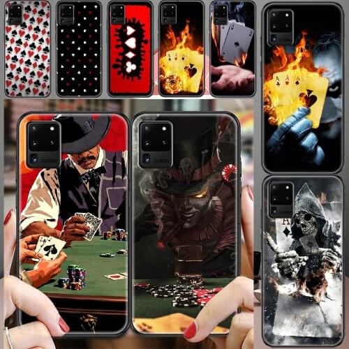 Poker Cool Fashion Fire Spades Phone case For Samsung Galaxy Note 4 8 9 10 20 S8 S9 S10 S10E S20 Plus UITRA Ultra black fashion