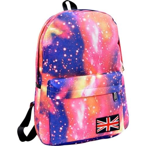 Fashion Unisex Stars Universe Space Printing Backpack School Book Backpacks British-flag Shoulder Bag Best Sale-WT