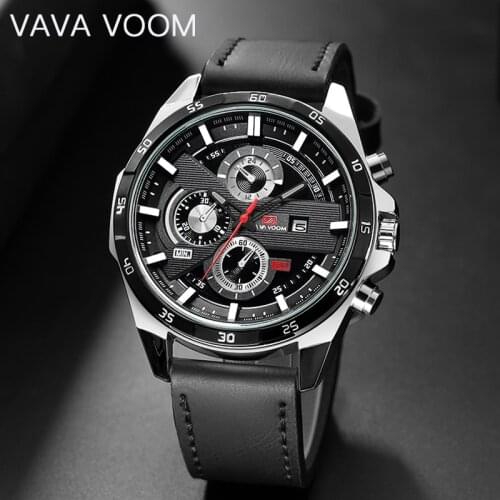 VAVA VOOM High Quality Decorate Dial Watch Men Waterproof 30M Watch Business Fashion Japan Quartz Movement Auto Date Man Clock