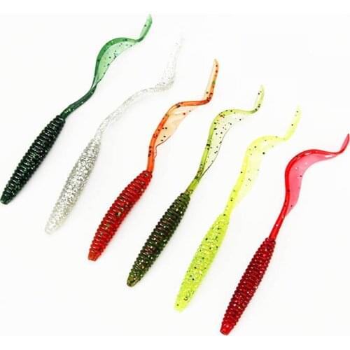 10pcs/Lot Fishing Lures Kit Grub Worm Soft Baits 95mm Plastic Artificial Fish Bait Long Grub Tail Lures Fish Tackle Accessory