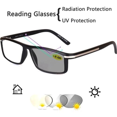 Luxury Designer Reading Glasses for Men Photochromic Magnifying Presbyopia Glasses with Diopter +1.5 Alloy lunettes de lecture