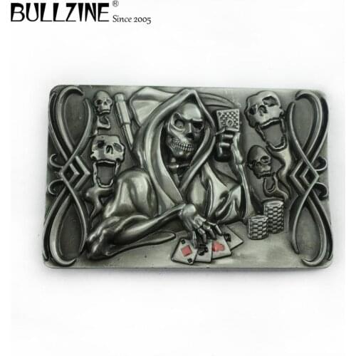 Bullzine wholesale zinc alloy Skull belt buckle pewter finish FP-03251 LUXURIOUS retro cowboy jeans gift belt buckle