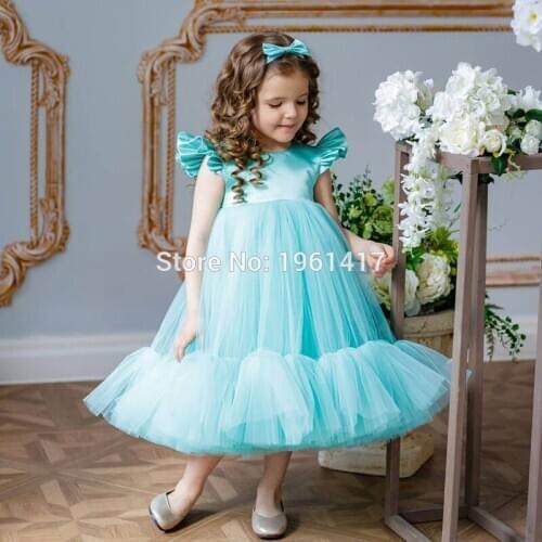 2020 Girl Kid Organza Flower Party Bridesmaid Sequins short sleeve Dress Wedding Pageant Prom Long Dresses AG0143