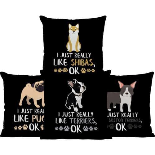 Luxury Dog Poster Cushion Like Dachshunds Mastiffs Siberian Huskies Cover Pillow 45X45Cm Velvet Decorative Home Cute Pet Pillows