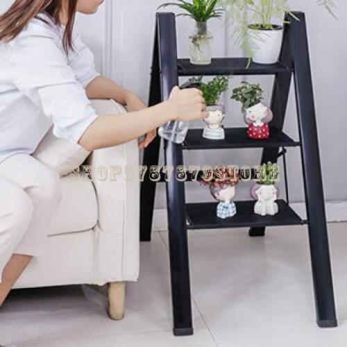 Family Multifunctional Folding Ladder Thickened Aluminum Alloy Herringbone Ladder Flower Rack Three Step Stairs Portable