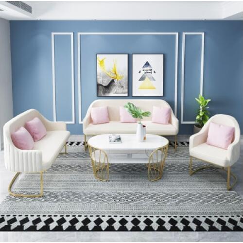 Fabric sofa small family modern simple simple Nordic iron net red nail clothing shop beauty salon sofa