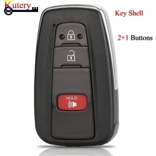 Kutery 10pcs/Lot Smart Car Key Shell For Toyota Camry RAV4 Corolla C-HR 2019 2+1 Buttons Replacement Car Key Case Fob Cover