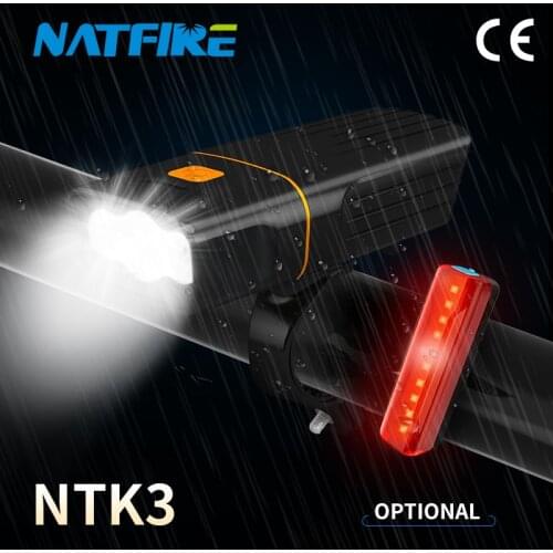 NATFIRE NTK3 5200mAh Bike Lights Bicycle Led Light Runtime 10+ Hours USB Rechargeable MTB Front Lamp Headlight as Flashlight