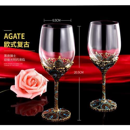 Enamel Color Vintage Crystal Creative Goblet Red Wine Cup Gift Set Wedding Cups Прозрачный Бокал Стакан