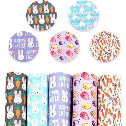 Easter Printed Faux Leather Fabric Sheets Syntheticr Leather DIY Bows Craft Supplies Home Party Decoration 22*30cm/0.8mm 1pc