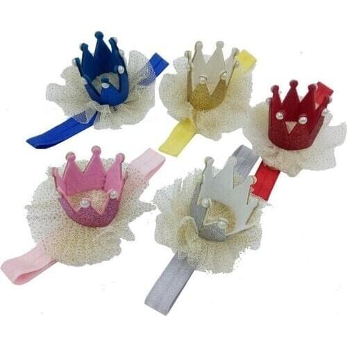 200pcs Newborn Baby Girl Headband Flower Crown Soft Elastic Princess Hair Band Birthdays Party Girl Baby Accessories