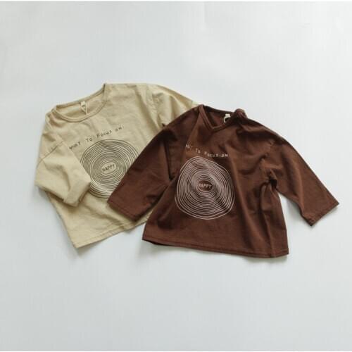 2021 Spring 1-7 Years Children Cotton Cartoon Letters Print Long-Sleeve T-Shirt for Baby Girls Fall Boutique Outfits Baby Boys