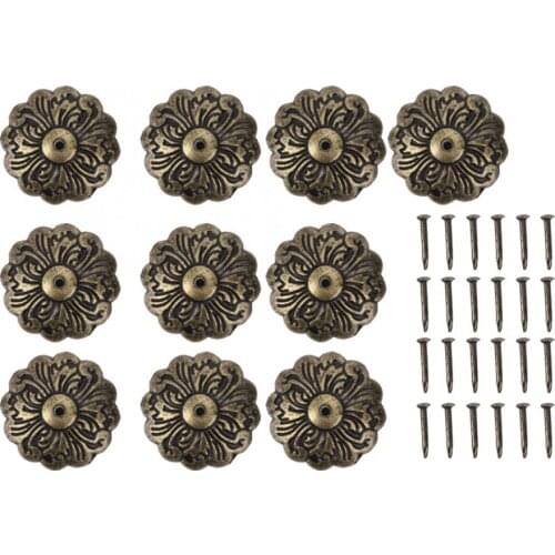 Chair 30Pcs Upholstery Nail Retro Flower Shape Cyan Bronze Zinc Alloy Furniture Hardware Accessories glass