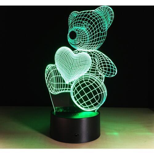 Love bear 3D lamp LED touch gift visual light Tafellamp Led Lamps For Table usb Led Stand 3d Table Lamps