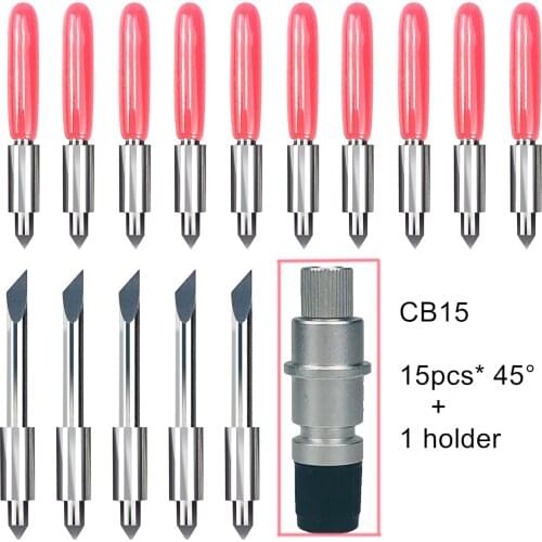 45 Degree 15pcs Plotter Vinyl Cutter Knife Blades for Silhouette Cameo Graphtec CB15 +1pc Blade Holder Engraving Hand Tool