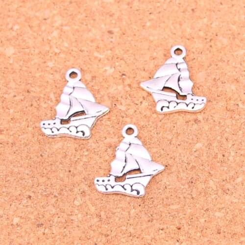 86Pcs Antique Silver Plated double sided ship boat Charms Diy Handmade Jewelry Findings Accessories 20*18mm