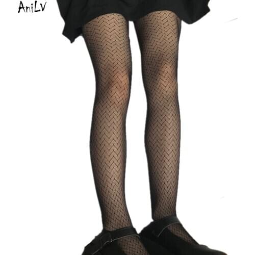 AniLV JK Student Girl Water Ripple Pattern Stockings Women Sexy Dark Retro Pantyhose Stocking Cosplay Costume