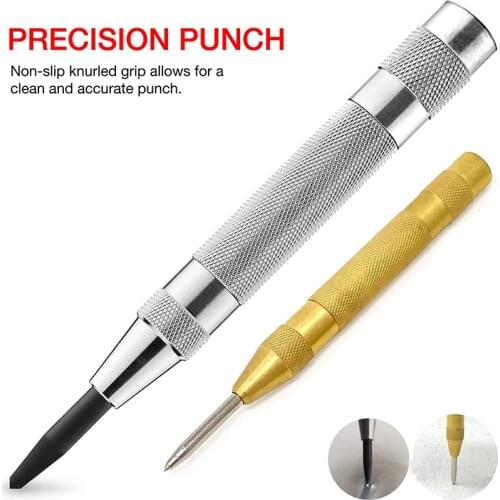 Automatic Center Punch High Quality S2 Steel Tip Adjustable Spring Impact, Knurled Non-slip Surface One-handed Spring Impact