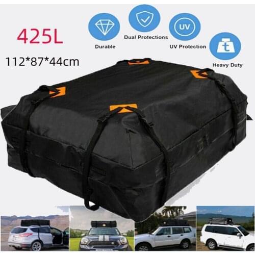425 L Car Roof Storage Bag Waterproof Trunk SUV Cargo Carrier Bag Roof Luggage Bag Racks With Anti-slip Mat 112x84x44cm