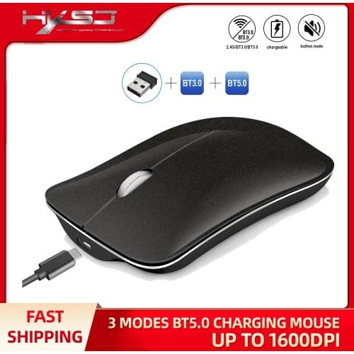 HXSJ T23 2.4G Wireless Mouse Bluetooth 3.0+5.0 Mice Utral Thin 3 Modes Laptop Gaming for Windows Mac Silent Mute Office