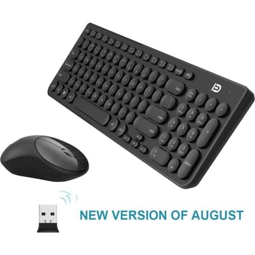 Quiet Wireless Keyboard Mouse Combo 2.4GHz Cordless Cute Round Key Set Smart Power-Saving Whisper For Laptop, Computer And Mac