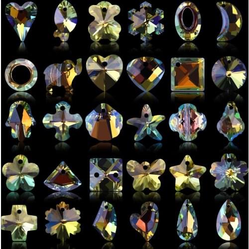 Shiny Crystal Beads For Jewelry Making Bulk 20pcs Lampwork Glass Beading Pendant Heart Snowflake Butterfly Charms DIY Crafts