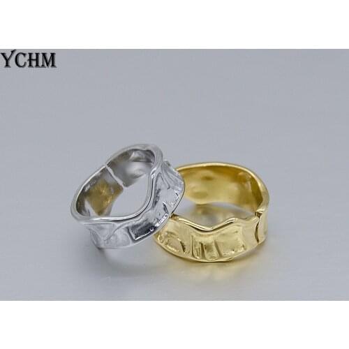 Shiny Lava Design Rings for Women Stainless Steel Rings 8mm Wide Minimalist Geometric Finger Ring Jewelry for Women YCHM