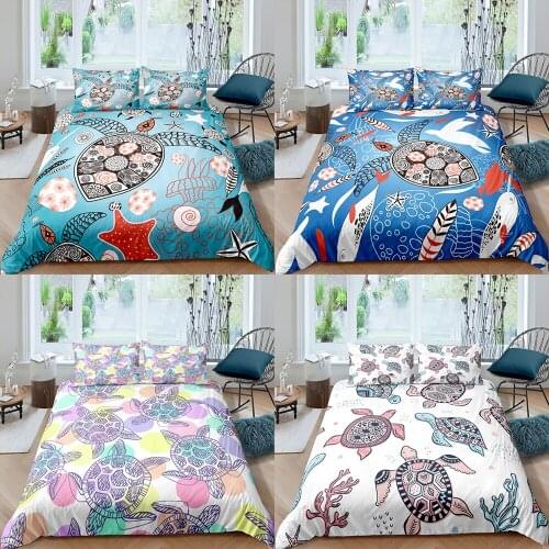 Home Textiles Luxury 3D Sea Turtle Duvet Cover Set and Pillowcase Kids Bedding Set AU/EU/UK/US Queen and King Size Bedding