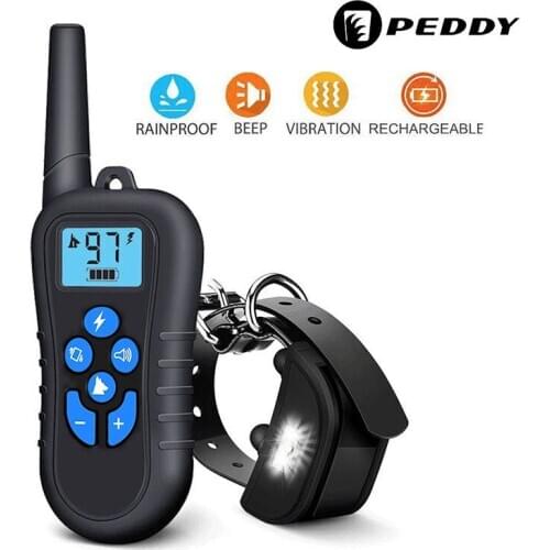 Electric Dog Training with LCD Display Collar Waterproof Rechargeable Bark-stop Remote Control Collars for Shock Vibration Sound